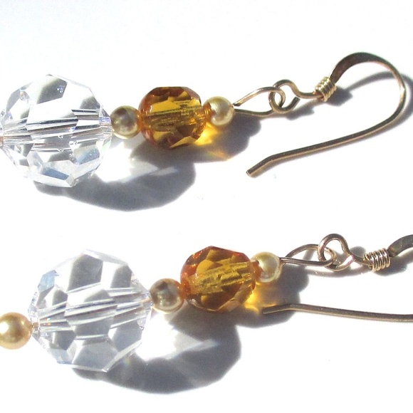 Jewelry by Scotti Jewelry - Crystal Pearl 14K Gold Plated Earrings Handmade